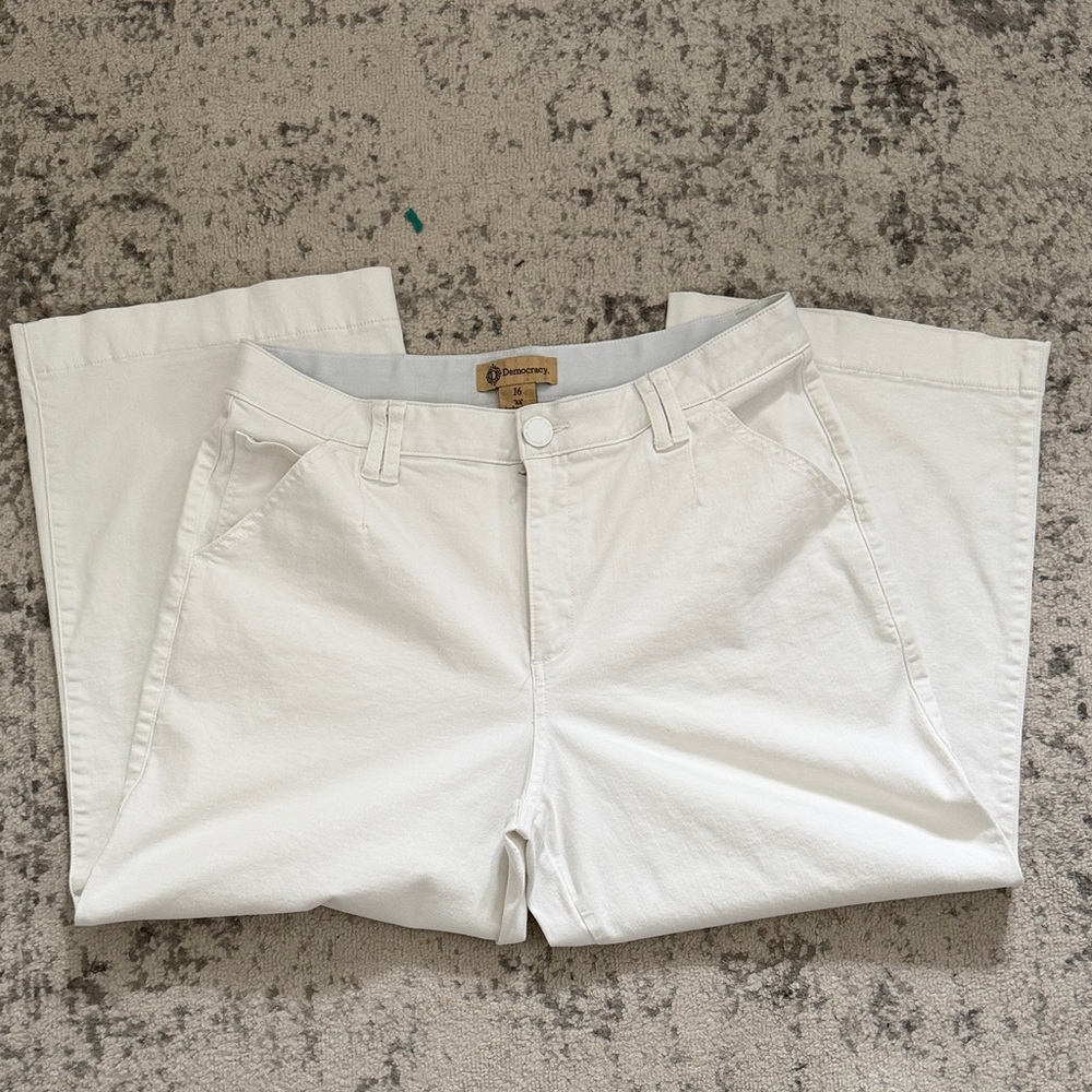 Democracy White wide leg cropped Jean 16